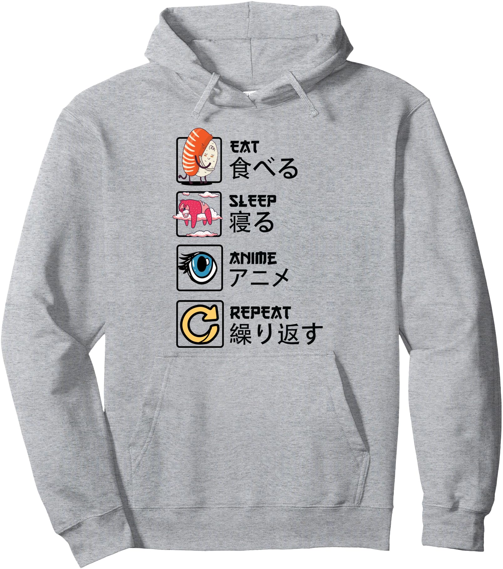Manga Baka Otaku Anime Japanese - Eat Sleep Anime Repeat Pullover Hoodie