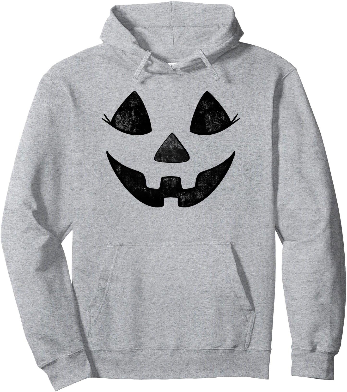Halloween Orange Black Women's Eyelashes Jack-o-lantern Pullover Hoodie