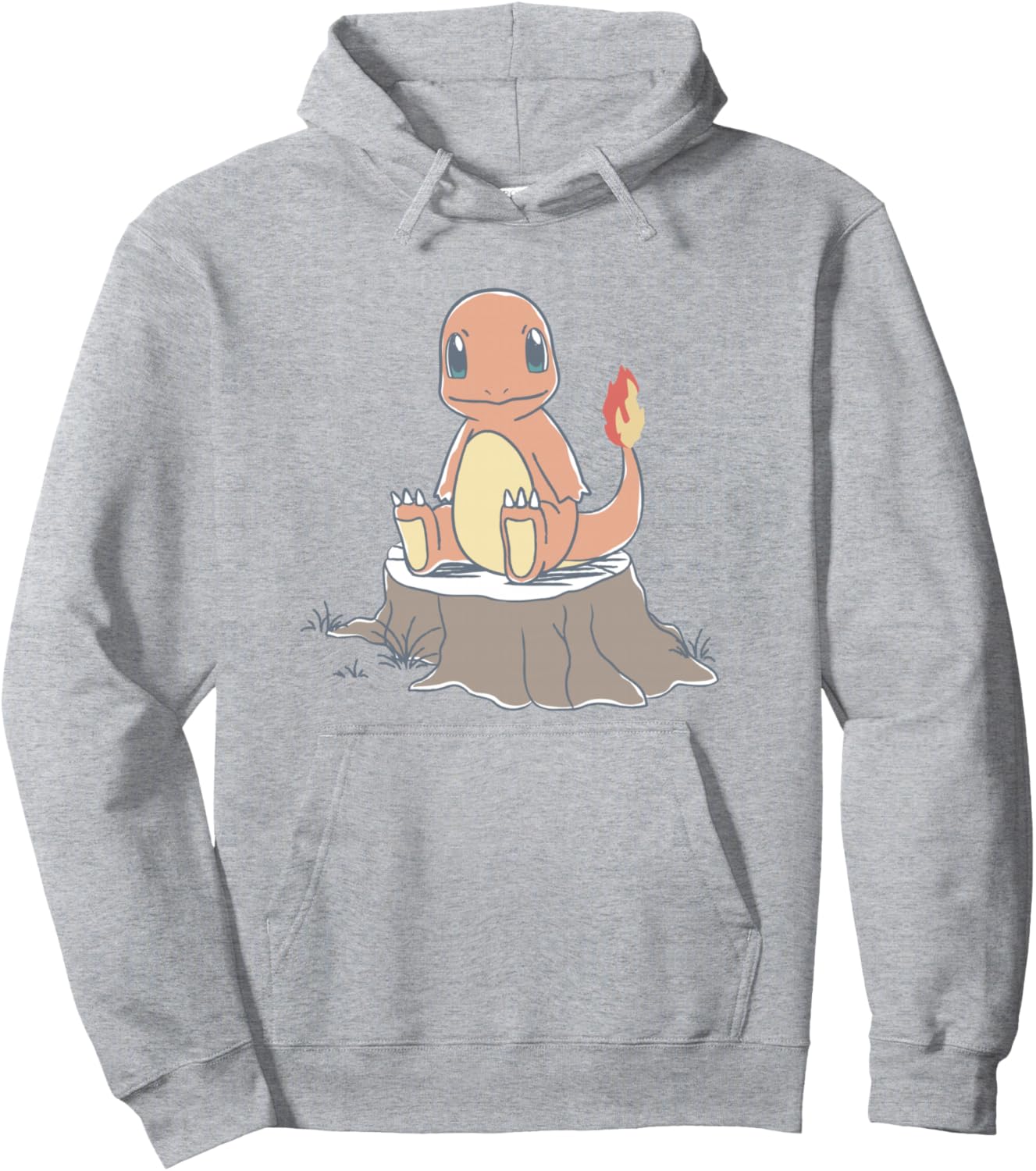 Pokémon Charmander Sitting On Tree Stump Retro Sketch Pullover Hoodie