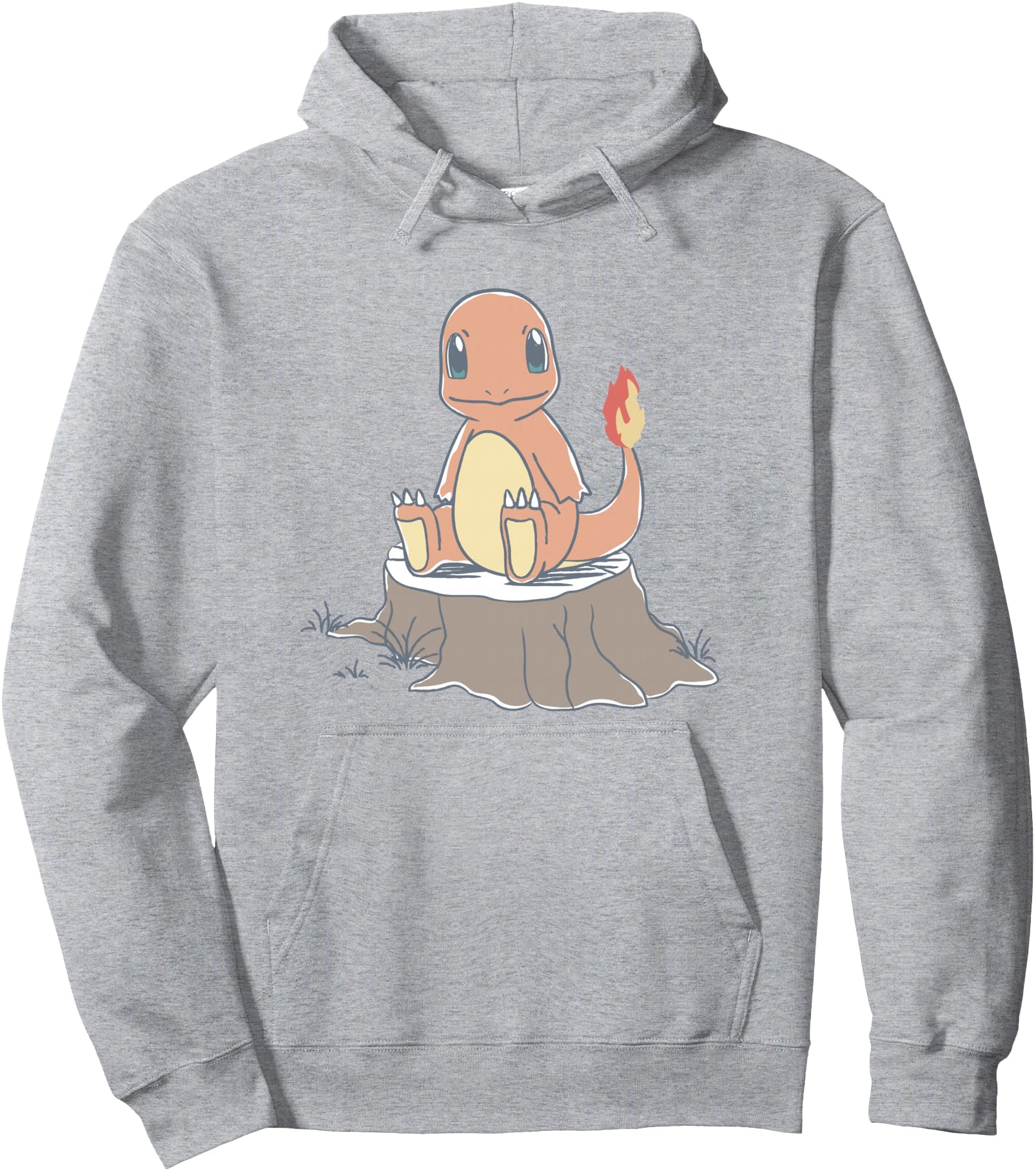 Pokmon Charmander Sitting On Tree Stump Retro Sketch Pullover Hoodie