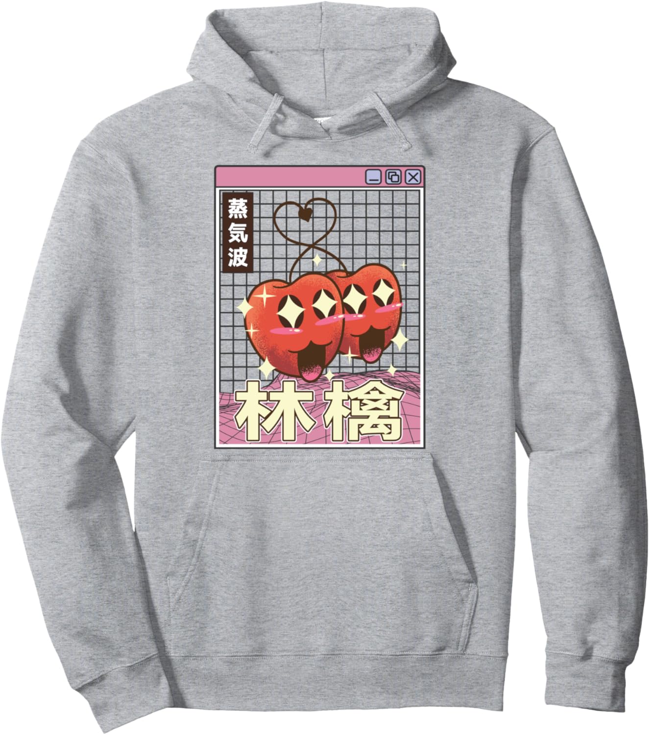 Happy Apples Digital Japan Style 80s Otaku Anime Vaporwave Pullover Hoodie