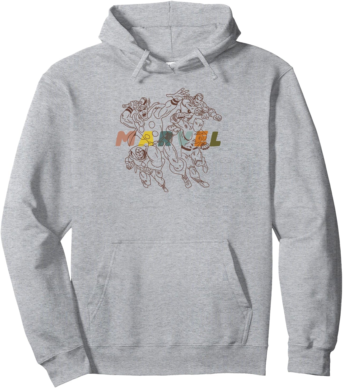 Amazon Essentials Marvel Avengers Hand-Drawn Multi Hero Collage Pullover Hoodie