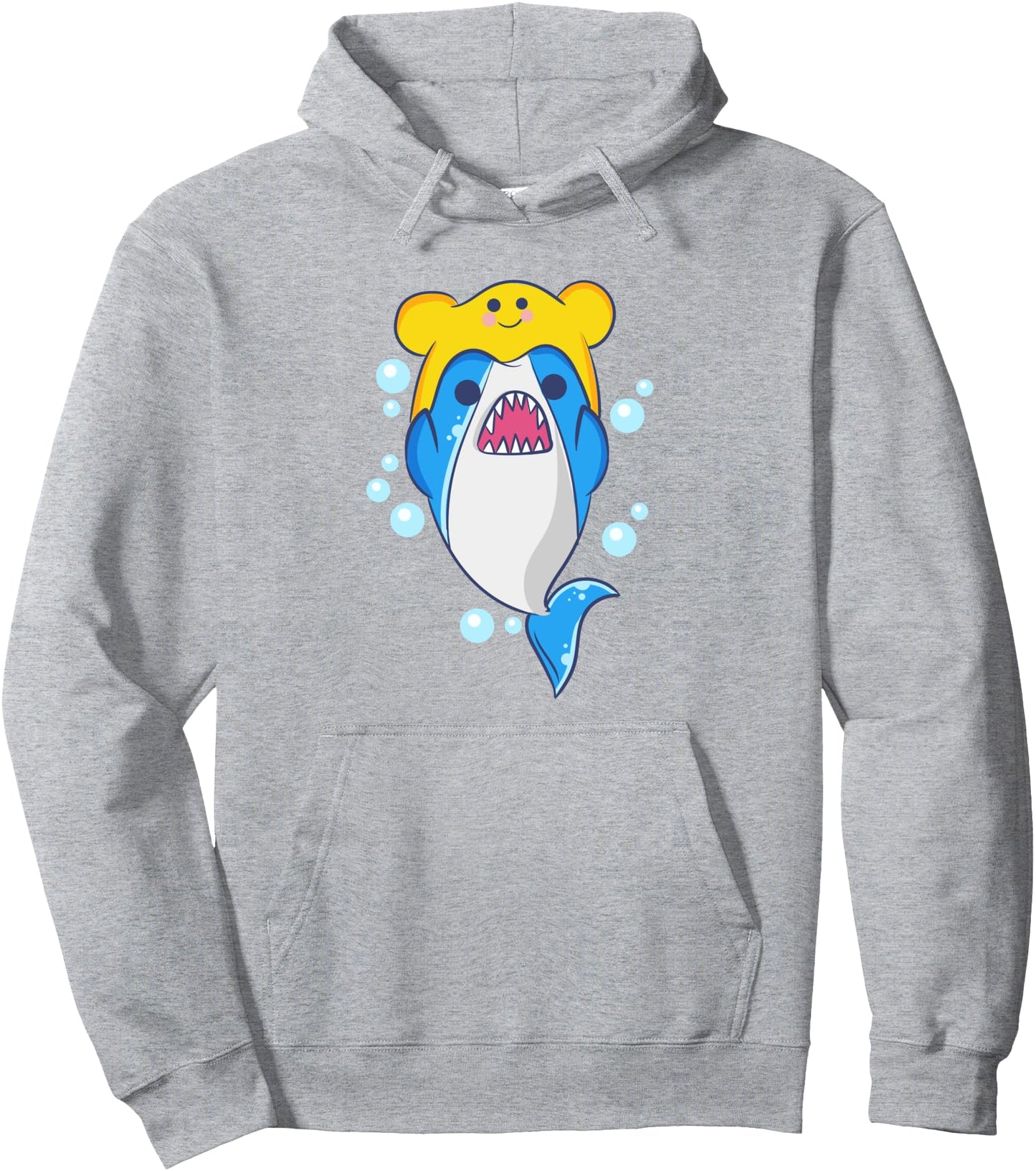 Cute Kawaii Shark With A Mendaiko Hat Aesthetic Japanese Pullover Hoodie