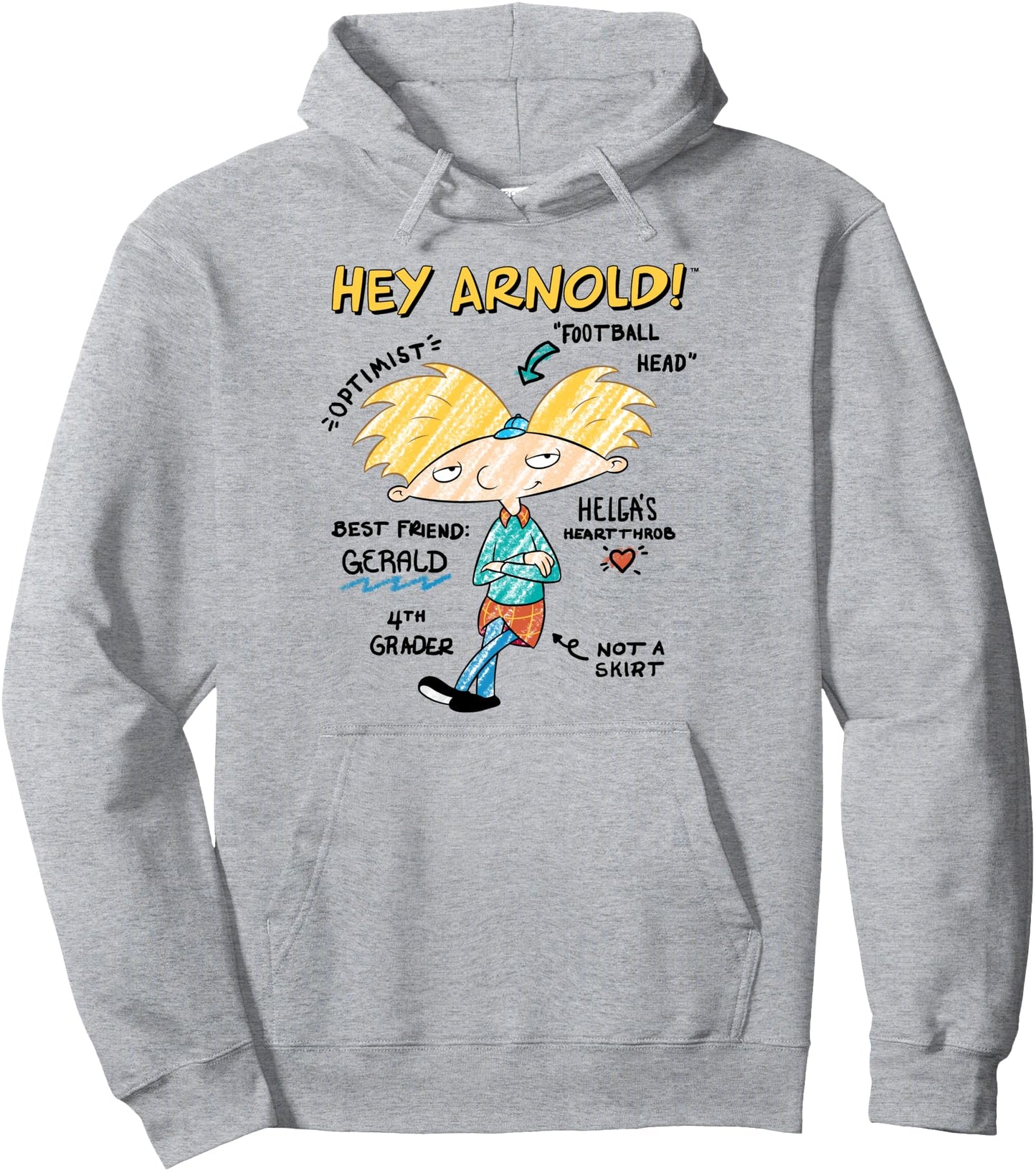 Hey Arnold! Facts Diagram Sketch Portrait Pullover Hoodie
