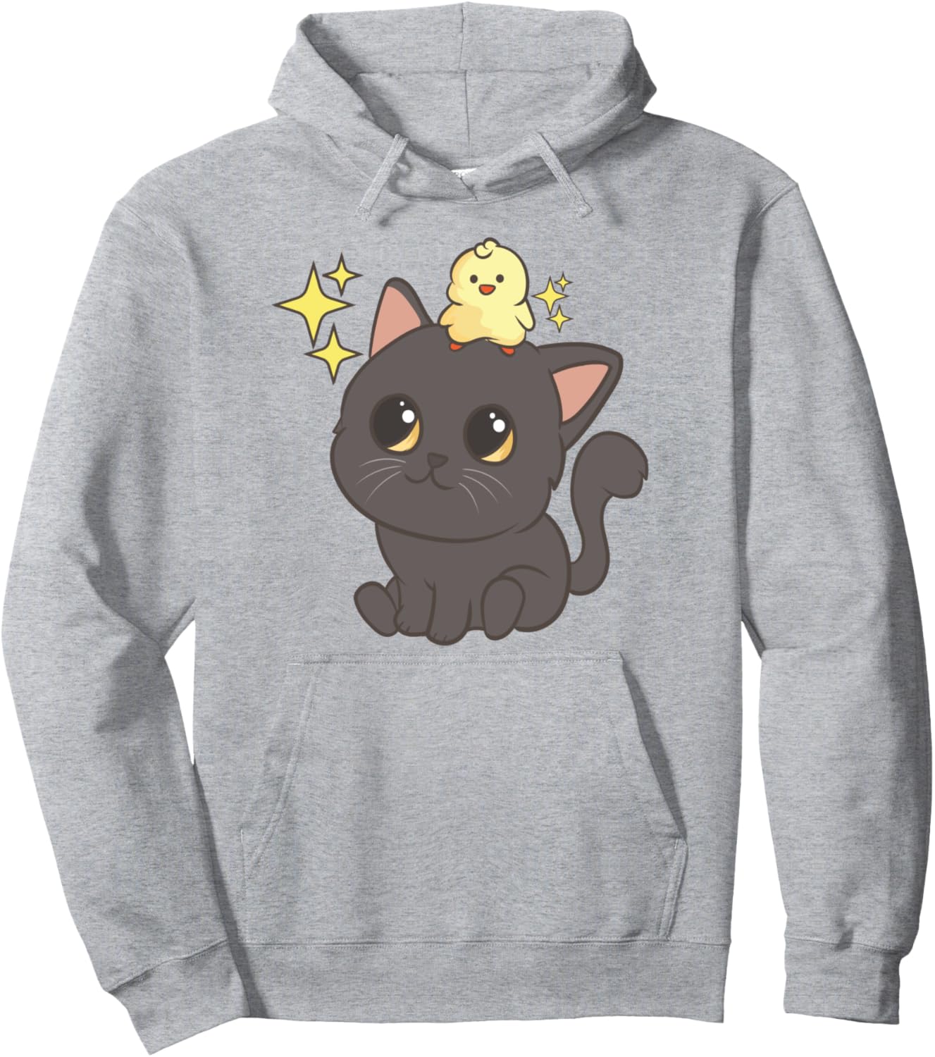 Black Cat And A Cute Chicken - Cute Kawaii Anime Japanese Pullover Hoodie