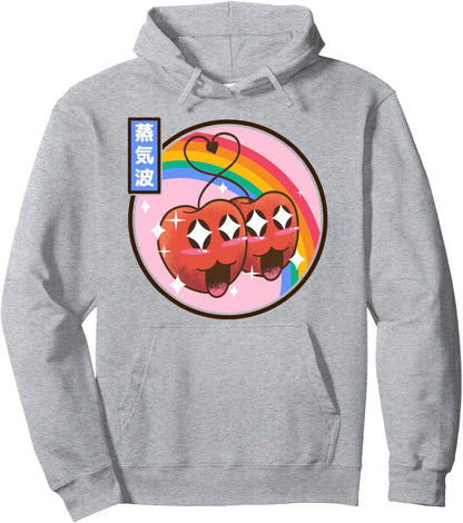 Happy Apples Digital Japan Style 80s Otaku Vaporwave Anime Pullover Hoodie