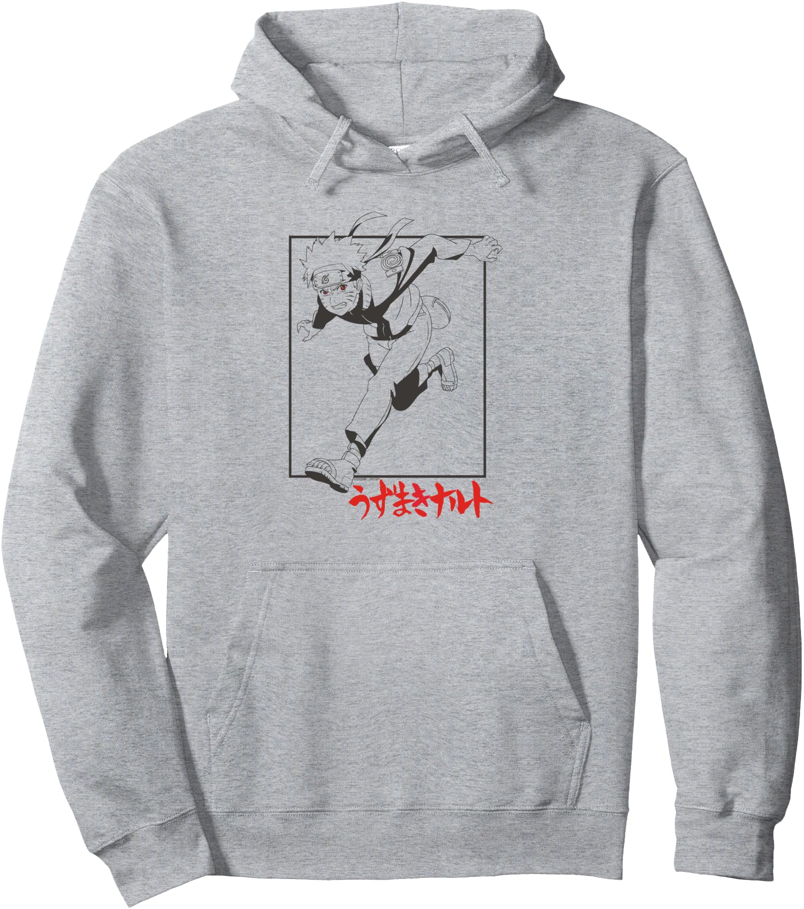 Naruto Grey and Red Outline Anime Pullover Hoodie