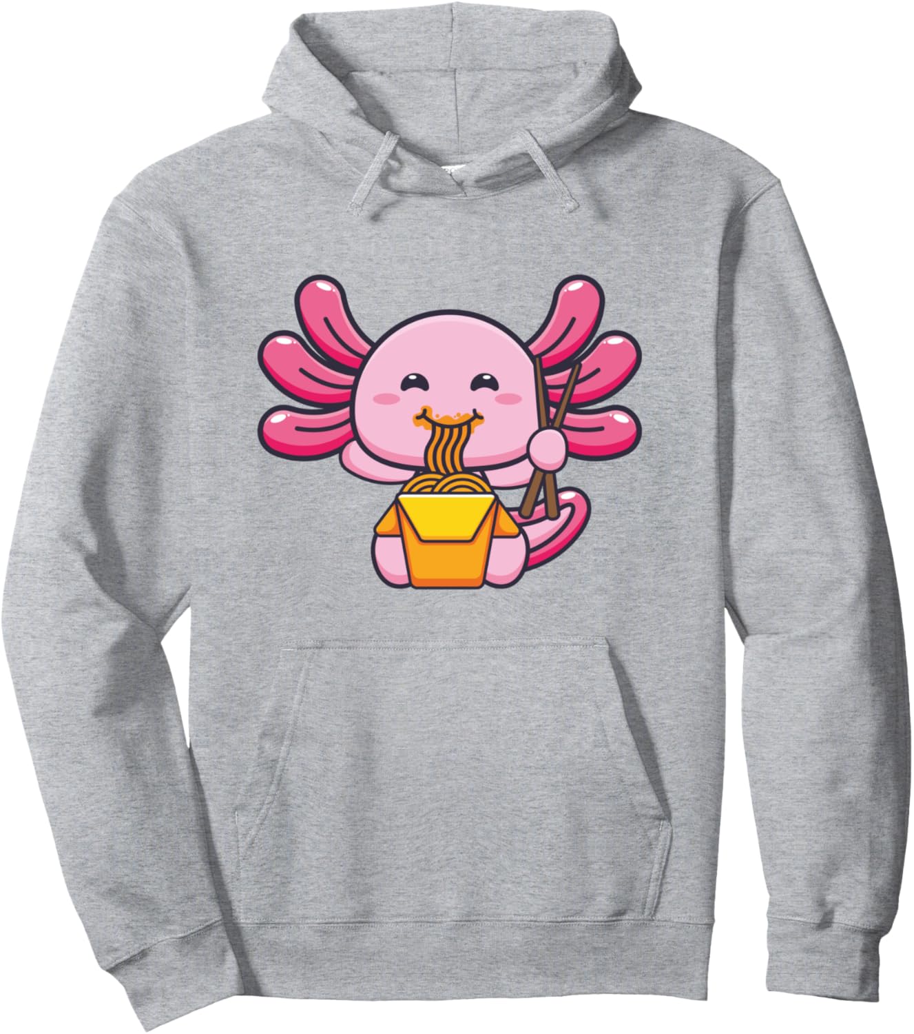 Kawaii Axolotl Eating Ramen Noodles Anime Vintage Pullover Hoodie