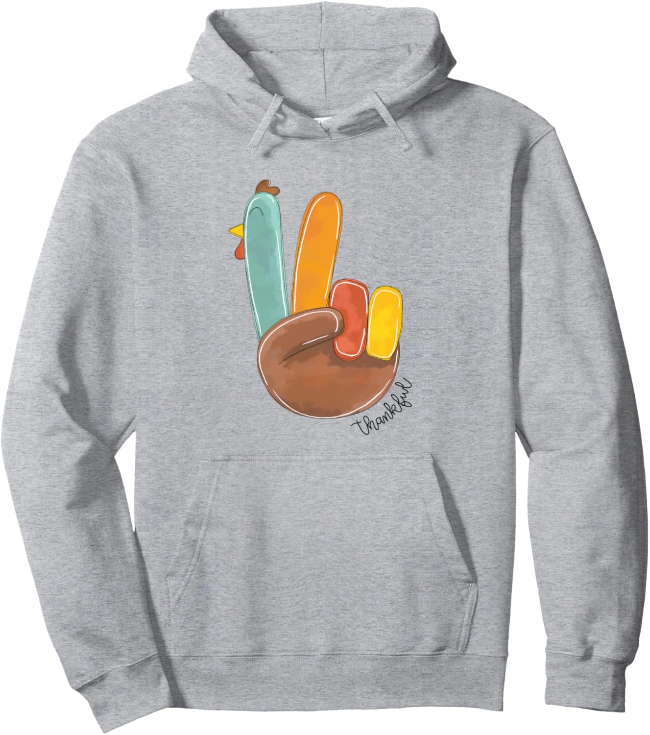 Thanksful Peace Sign Turkey Hand Cool Thanksgiving Men Women Pullover Hoodie