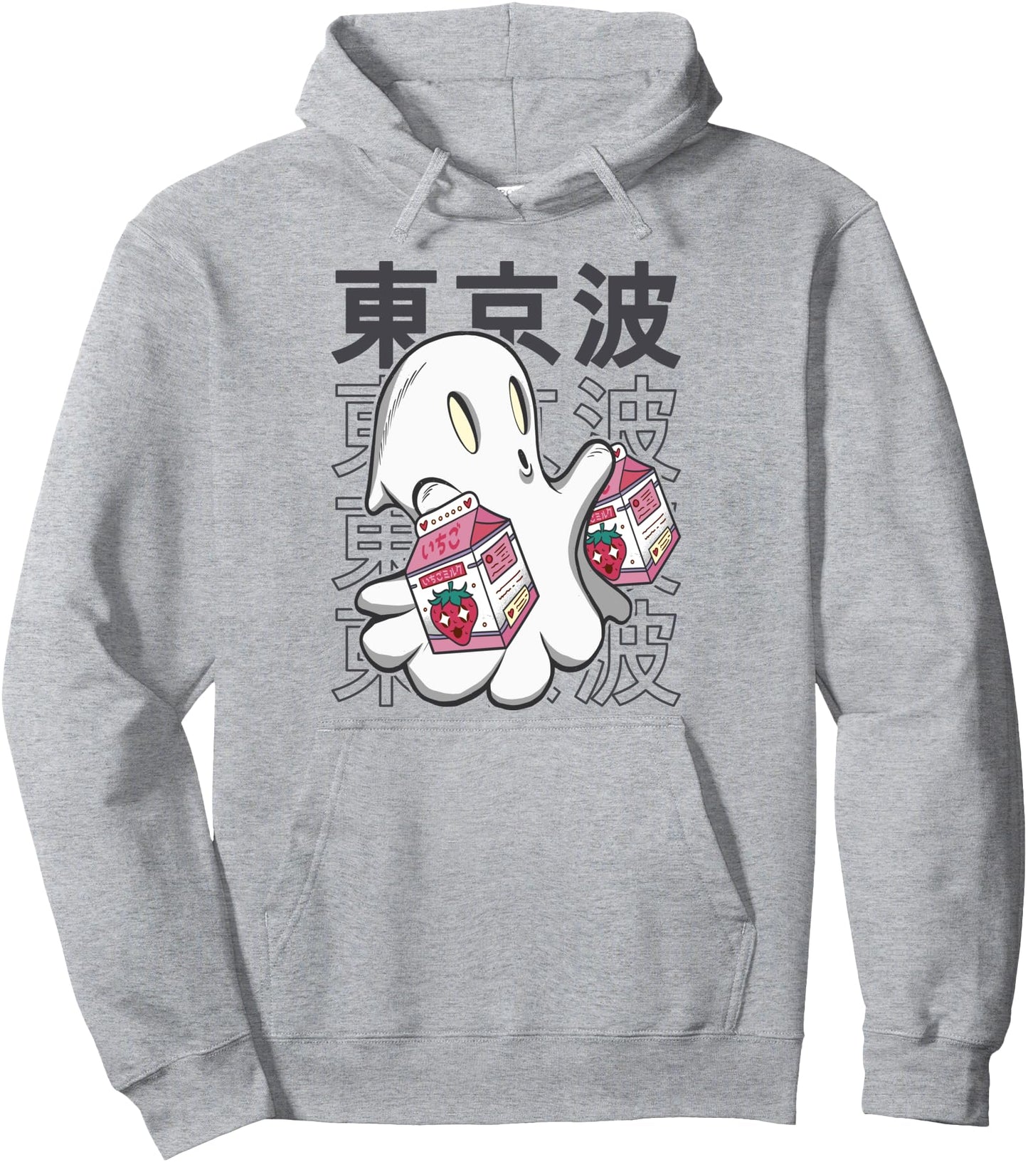 Ghost Strawberry Milk Japanese Kawaii Aesthetic Otaku Anime Pullover Hoodie
