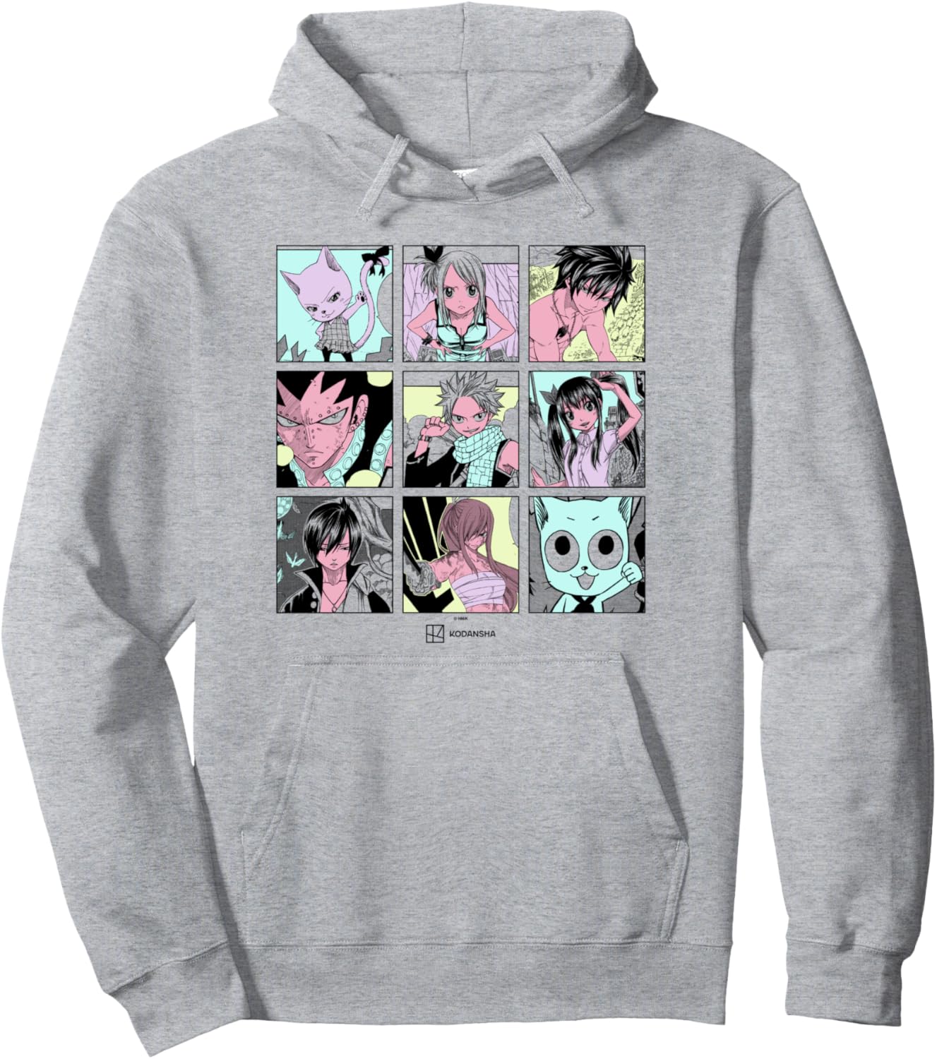 Fairy Tail Main Characters Box Up Retro Manga Panels Pullover Hoodie