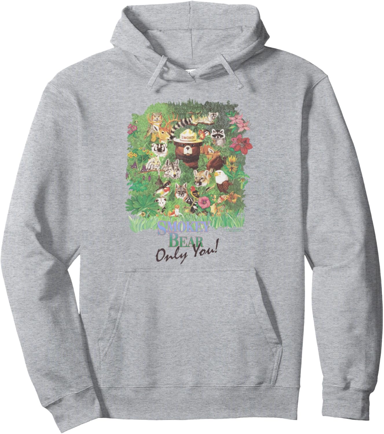 Smokey Bear Only You! 90's Vintage Wildlife Scene Pullover Hoodie
