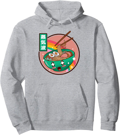 Happy Ramen Bowl Rainbow Japan Style Otaku Vaporwave Anime Pullover Hoodie