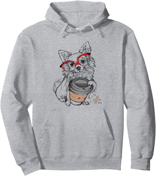 Chihuahua Dog Coffee Glasses Pet Lover Dog Gift Pullover Hoodie