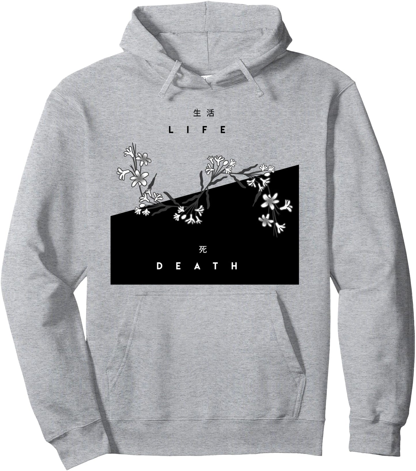 Life Death Flowers Cool Dark Light Minimalist Japanese Gift Pullover Hoodie