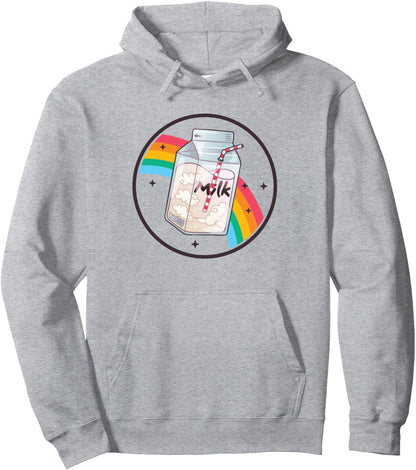 Milk Carton Rainbow Japan Style Otaku 80s Vaporwave Anime Pullover Hoodie