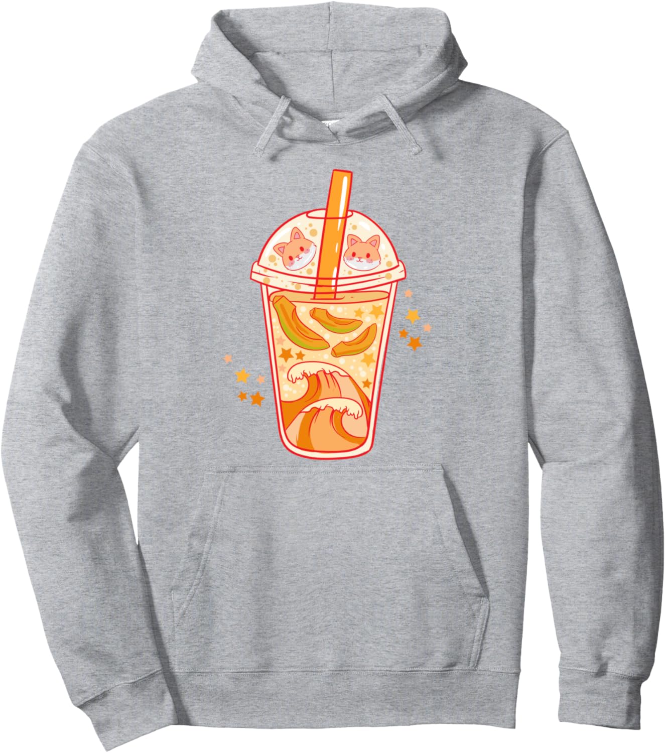 Papaya Cat Kitten Milkshake - Cute Kawaii Anime Retro Pullover Hoodie