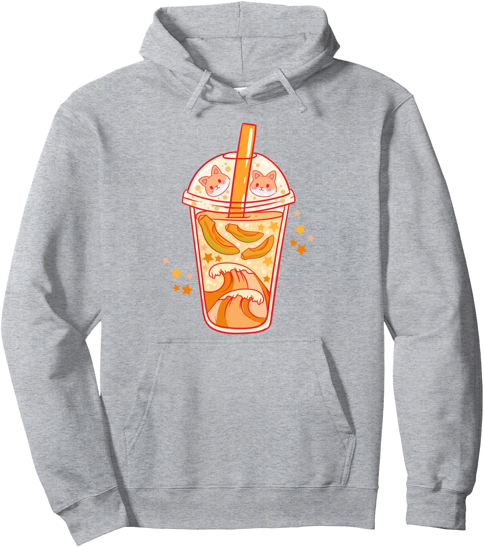 Papaya Cat Kitten Milkshake - Cute Kawaii Anime Retro Pullover Hoodie
