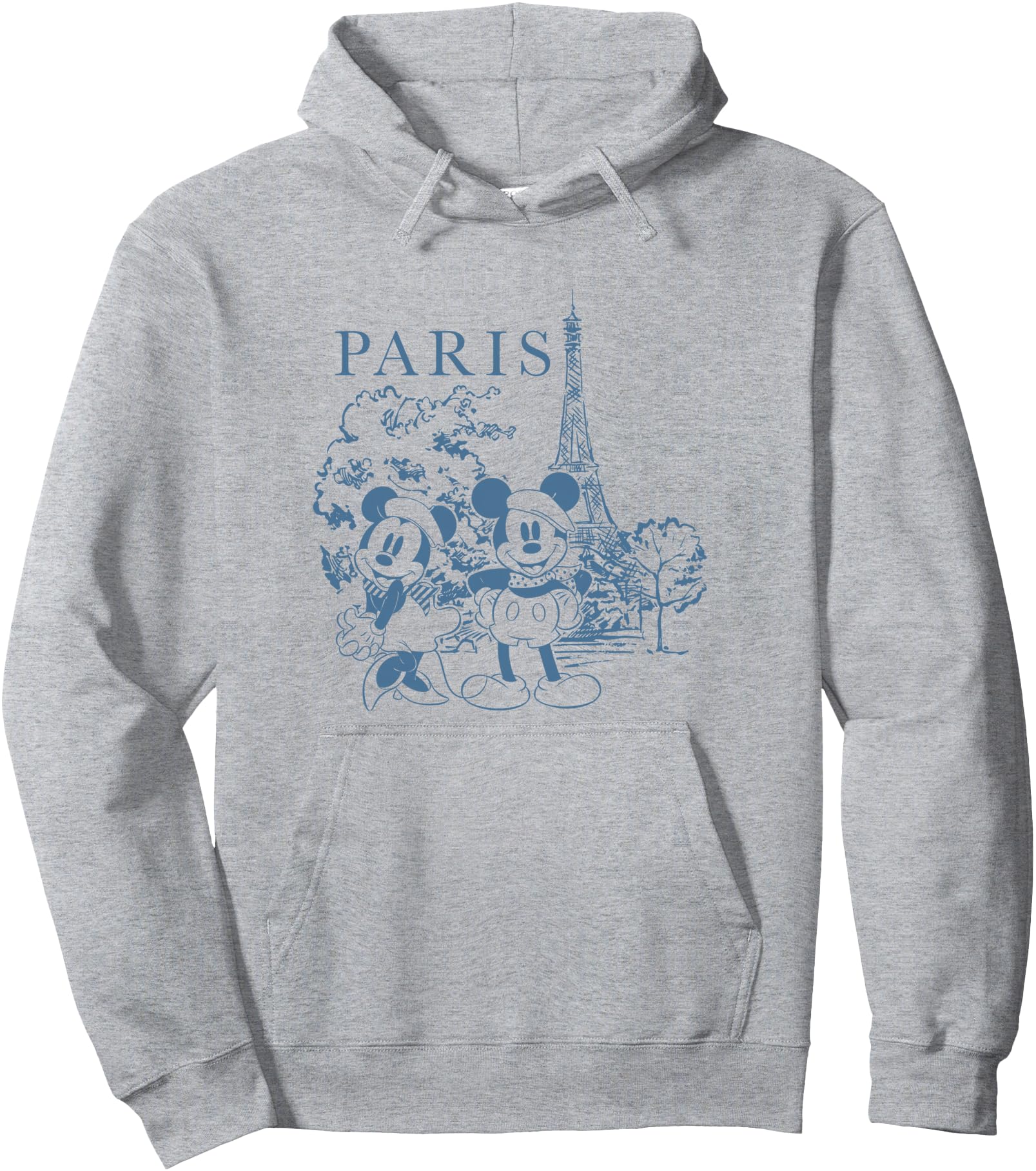 Disney Mickey And Friends Iconic Couple In Paris Chest Logo Pullover Hoodie