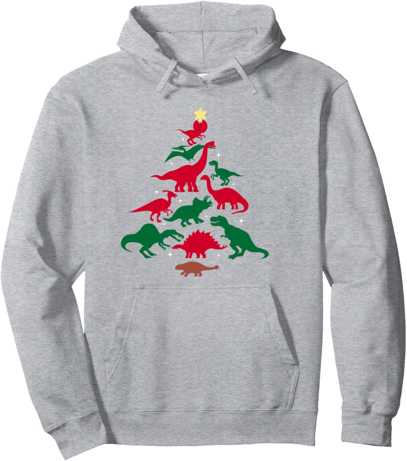 Christmas Dinosaur Tree Kids Boys Men Dino Family Xmas Pullover Hoodie