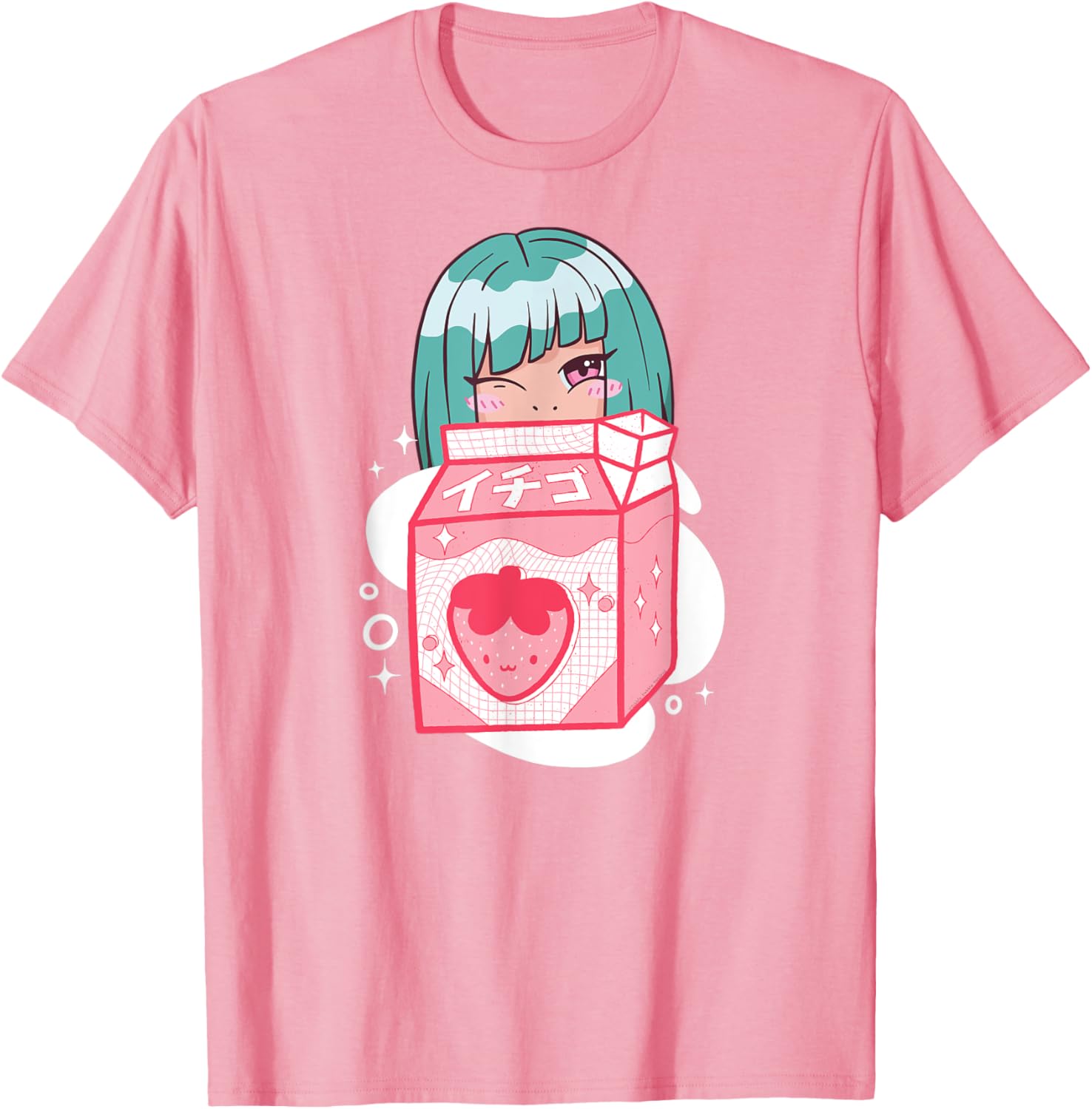 Cute Anime Kawaii Girl with Strawberry Milk - Kawaii Anime