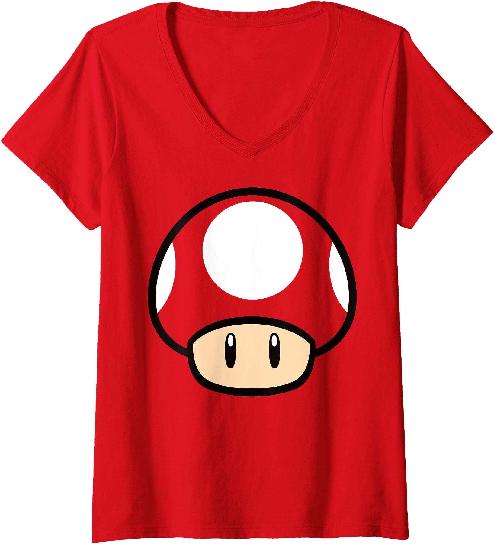 Womens Super Mario Mushroom Large Face V-Neck