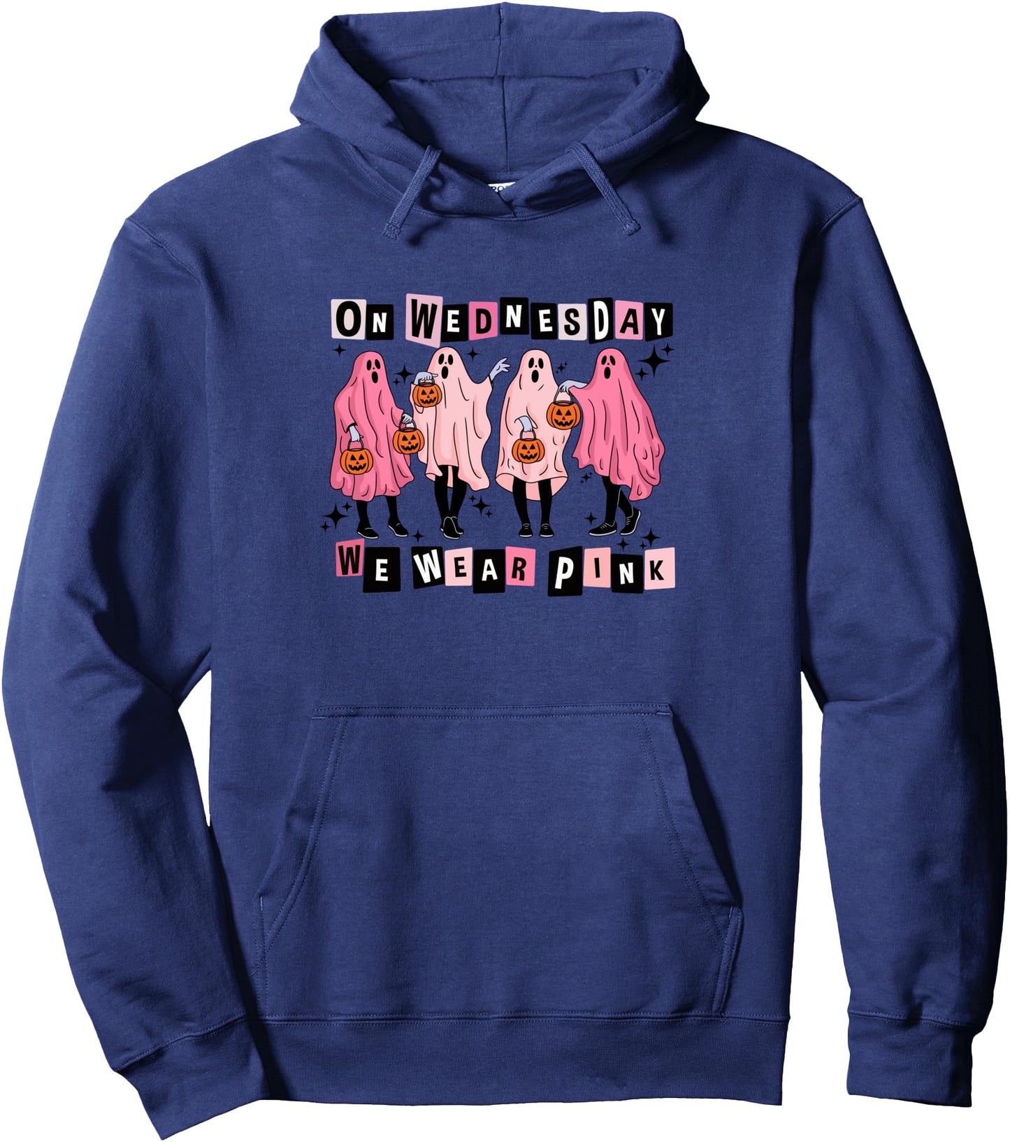 On Wednesday We Wear Cute Pink Ghost Halloween Pullover Hoodie