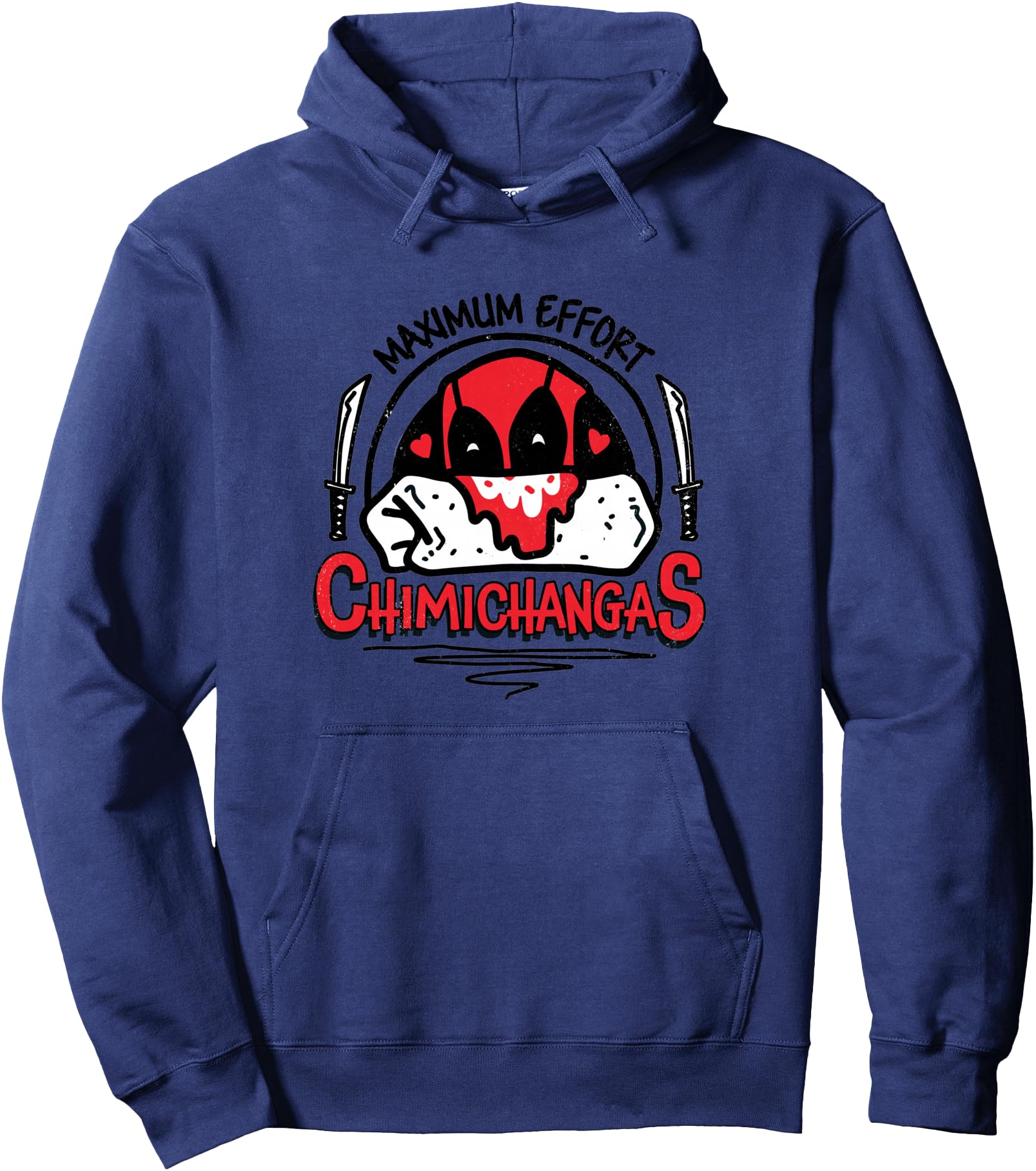 Marvel Deadpool Maximum Effort Chimichanga's Distressed Funny Pullover Hoodie