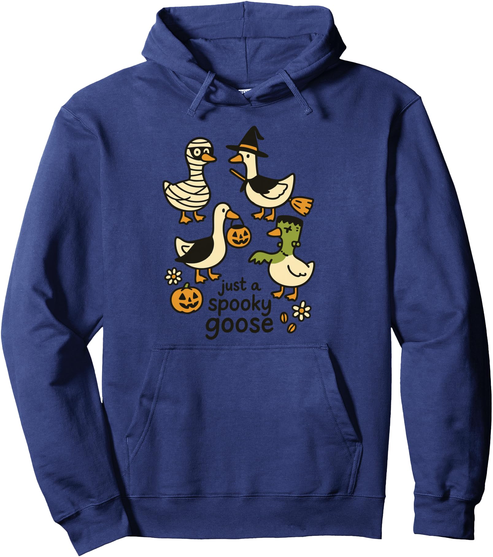 Just A Spooky Goose Funny Halloween Cartoon Pullover Hoodie