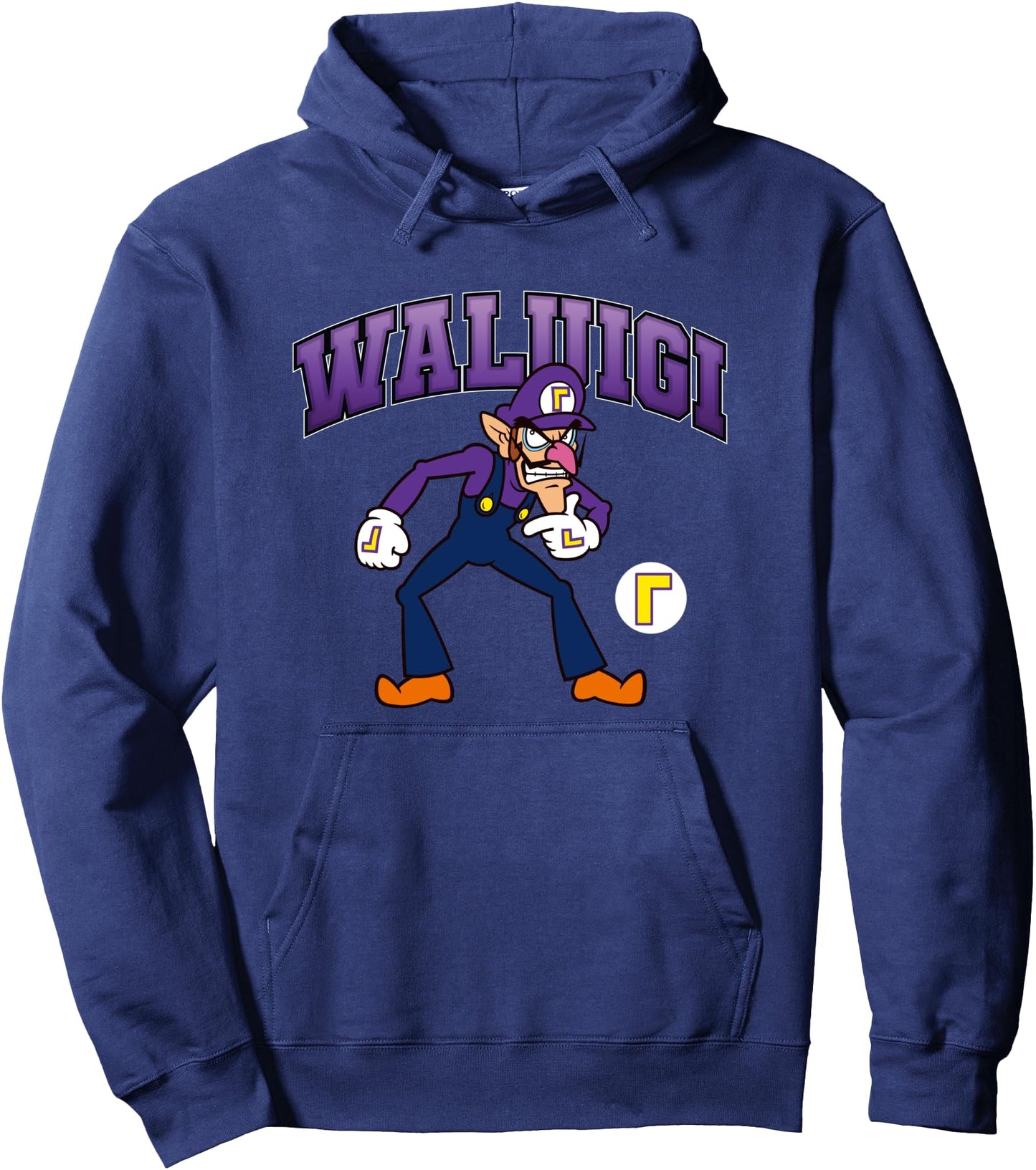 Super Mario Bros Waluigi Big Character Portrait Pullover Hoodie