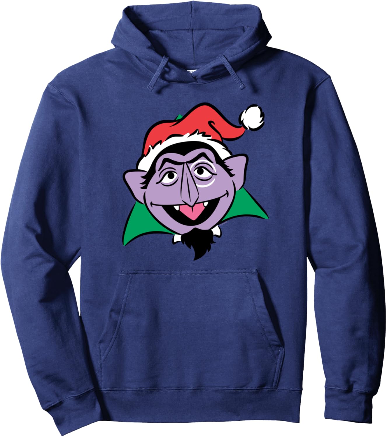 Sesame Street Christmas Santa Hat Count Von Count Face Pullover Hoodie