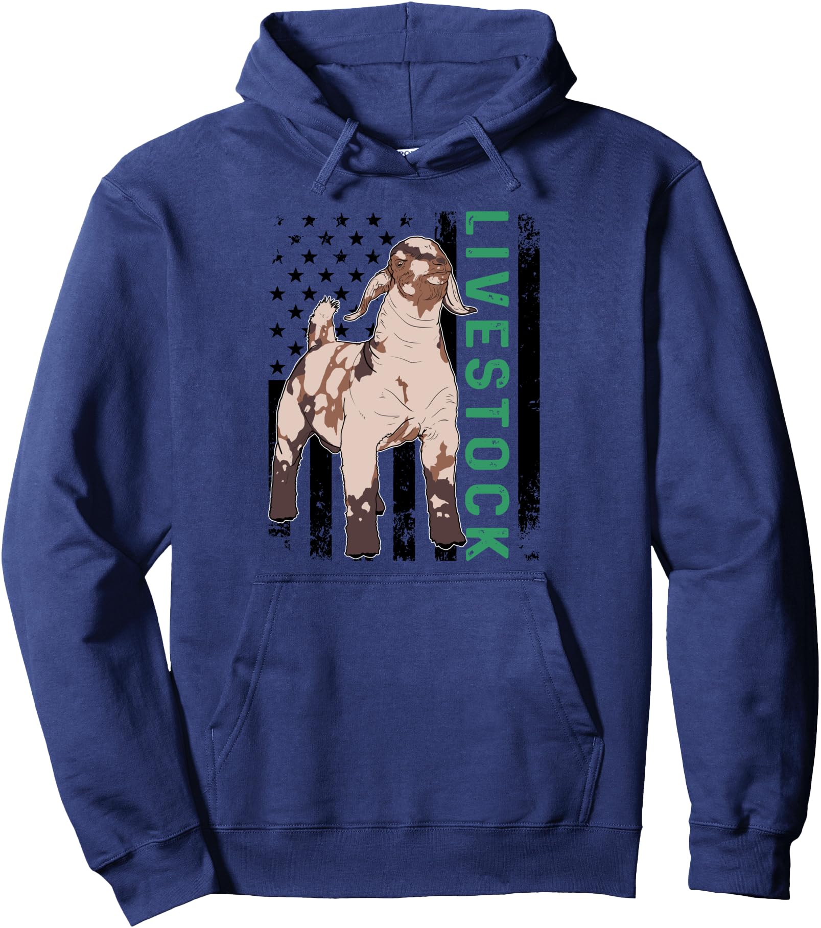 Patriotic Livestock Showmanship Dappled Boer Buckling Dark Pullover Hoodie