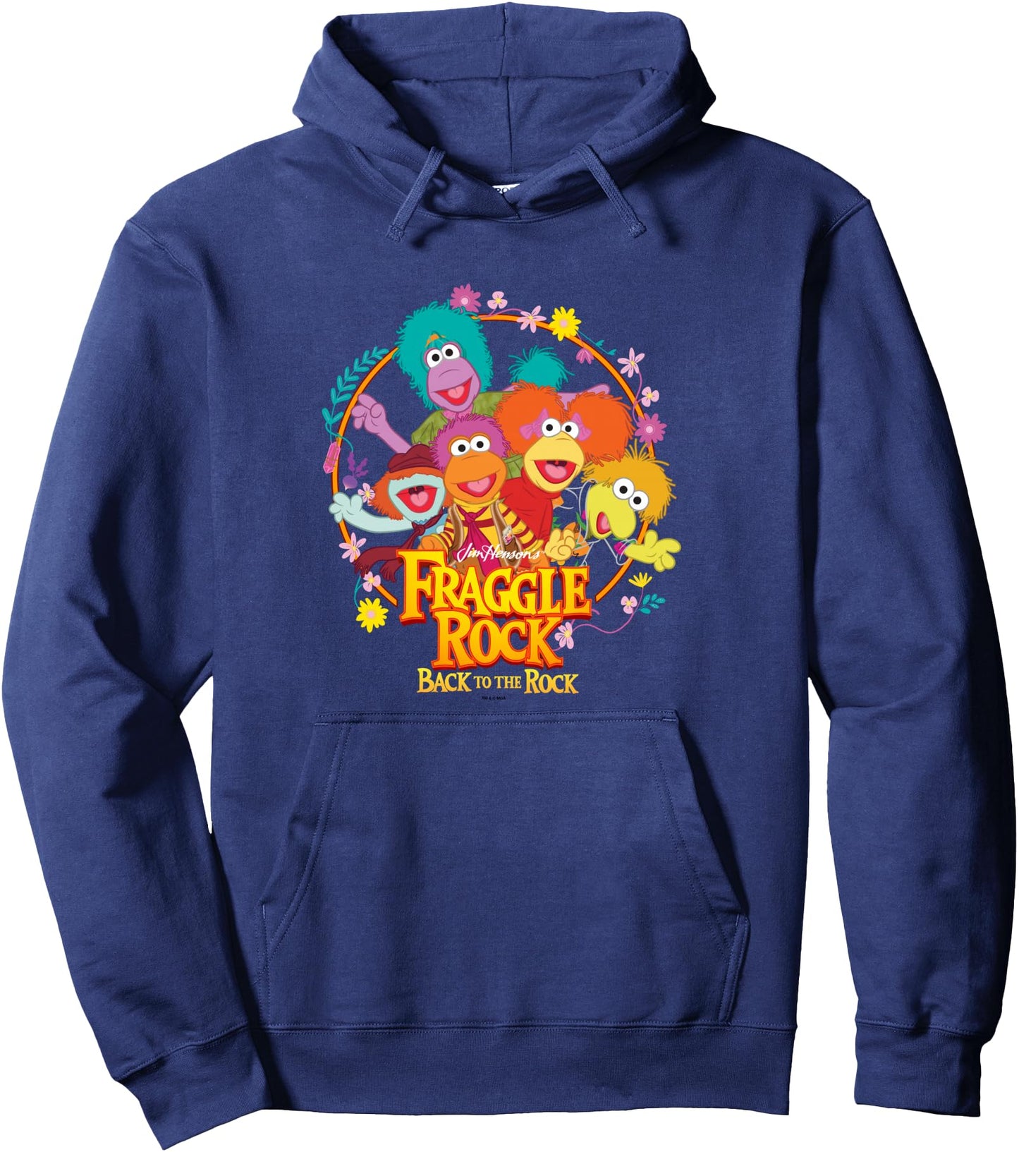Fraggle Rock Back to the Rock Group Shot Floral Chest Frame Pullover Hoodie