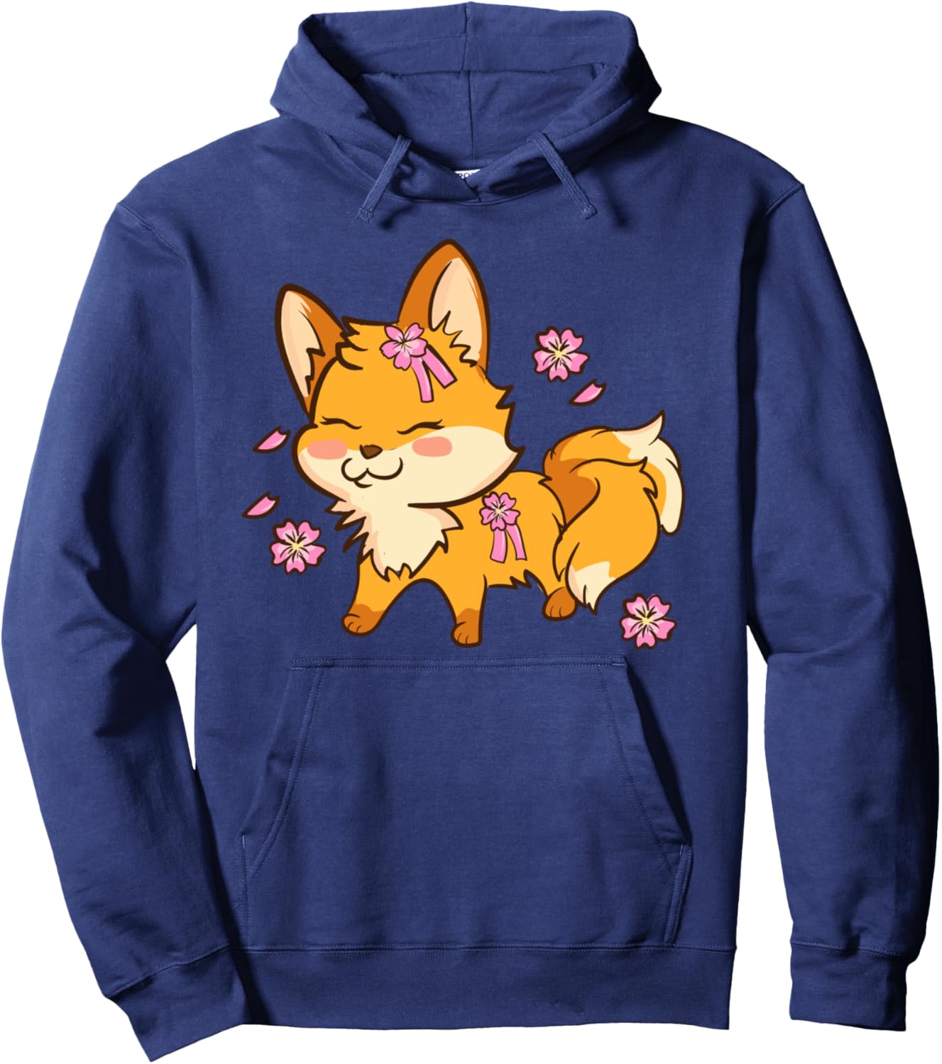 Nine Tailed Cherry Blossom Fox - Cute Kawaii Anime Japan Pullover Hoodie