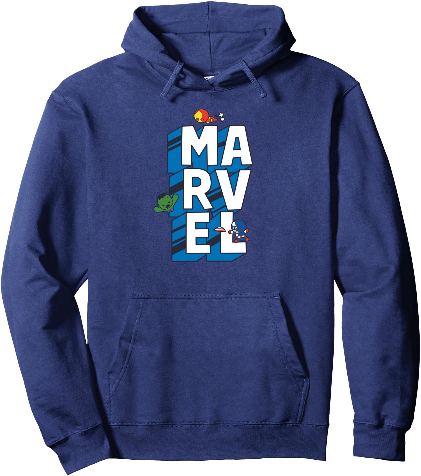 Amazon Essentials Marvel Block Letters With Three Tiny Super Heroes Pullover Hoodie