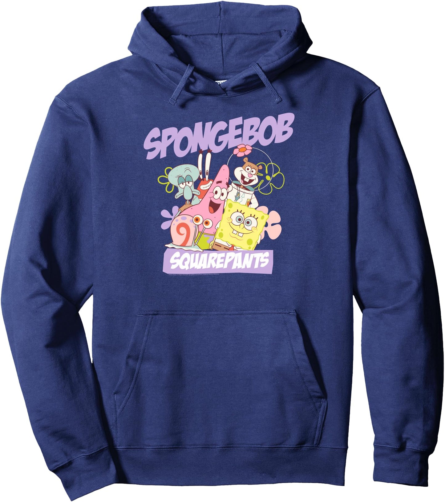 SpongeBob SquarePants Pastel Flowers Group Photo Cartoon Pullover Hoodie