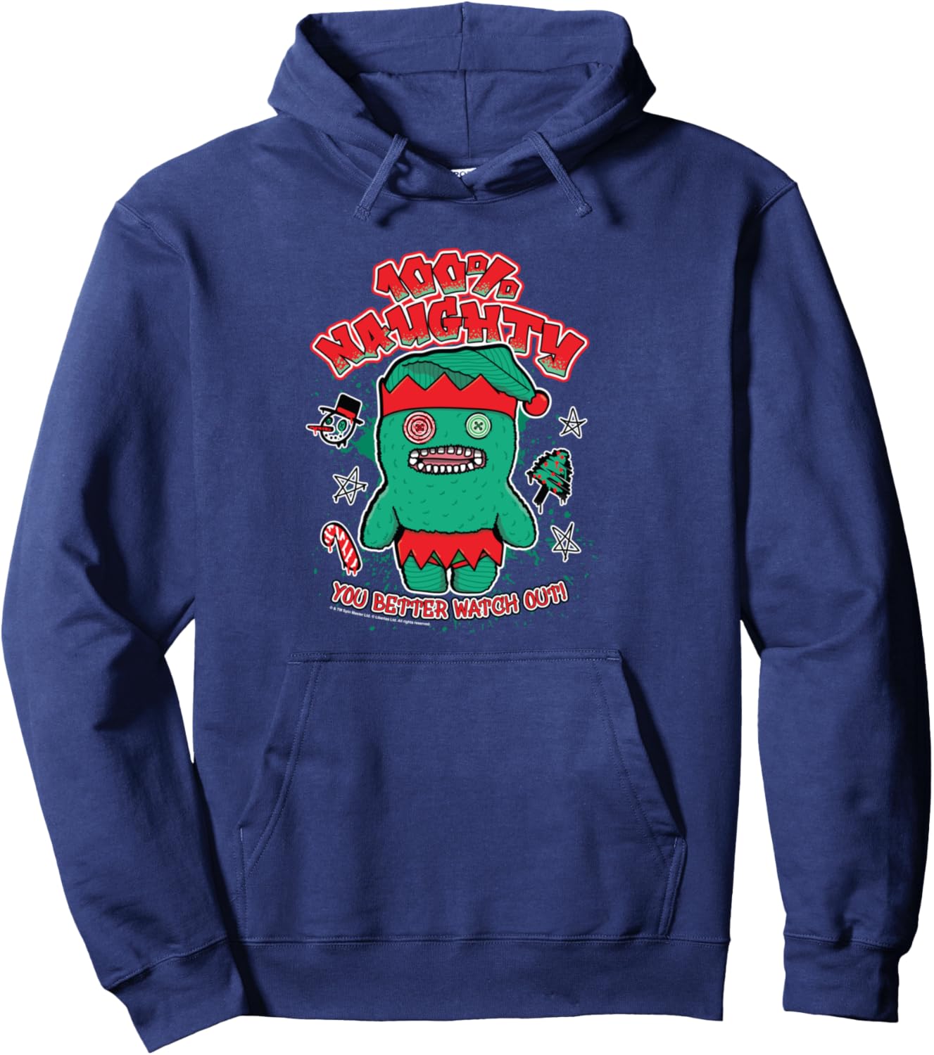 Fuggler Christmas Elf 100 Naughty You Better Watch Out Pullover Hoodie