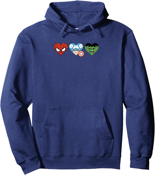 Amazon Essentials Marvel Hero Hearts Spider-Man Captain America and Hulk Pullover Hoodie
