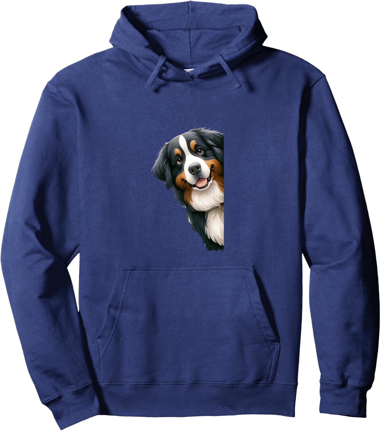 Fluffy & Adorable Bernese Mountain Dog Peeking Around Corner Pullover Hoodie