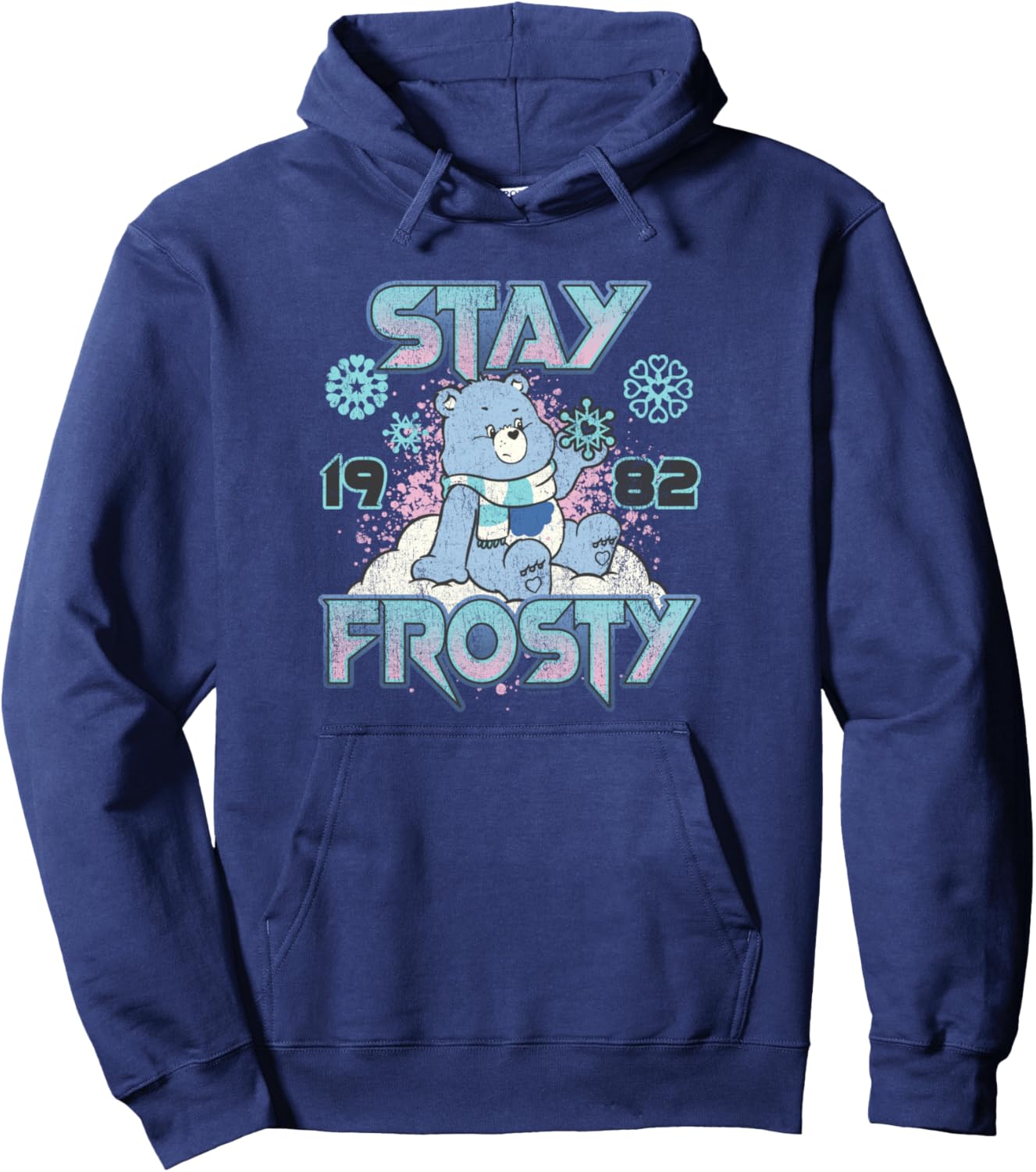 Care Bears Christmas Stay Frosty Feeling The Snow Retro Logo Pullover Hoodie