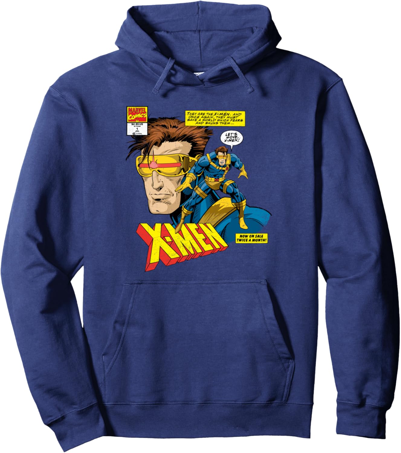 Marvel X-Men Cyclops Mutant Distressed Comic Art Hoodie Pullover Hoodie