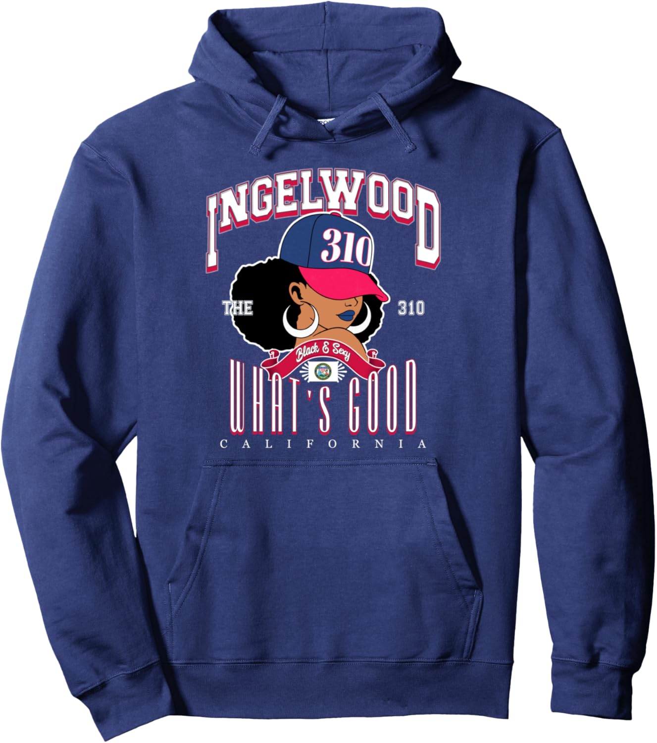 310 Area Code Inglewood California Flag Afro Puff For Shawty Pullover Hoodie