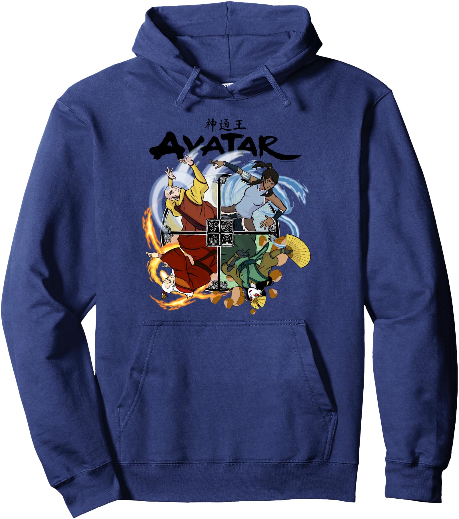 Avatar Legend of Korra Aang Roku Kyoshi Elements Bending Pullover Hoodie
