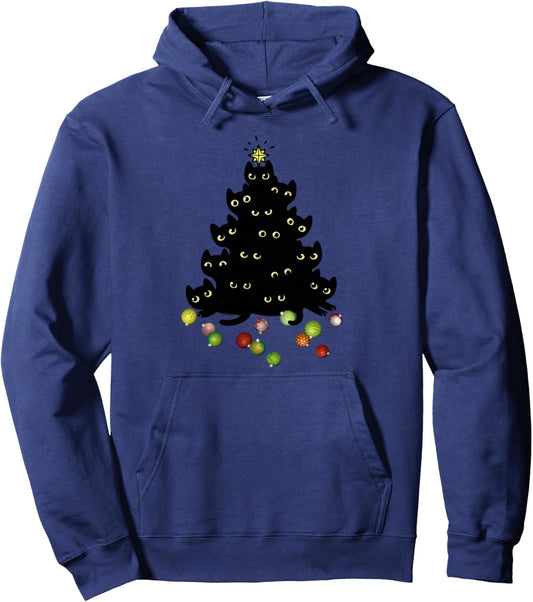 Cat Lovers Cute and Funny Holiday Tree Christmas Pullover Hoodie