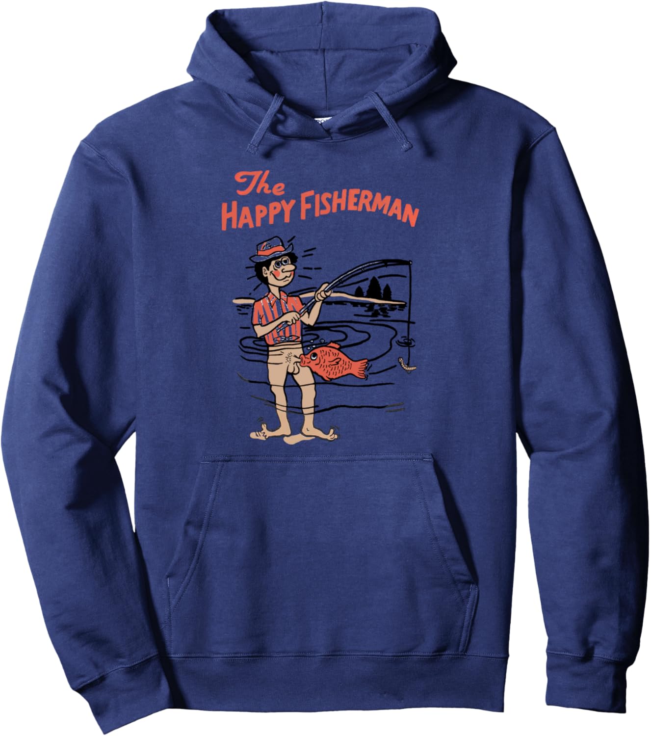 Vintage The Happy Fisherman 2022 Fishing Mens Kids Pullover Hoodie
