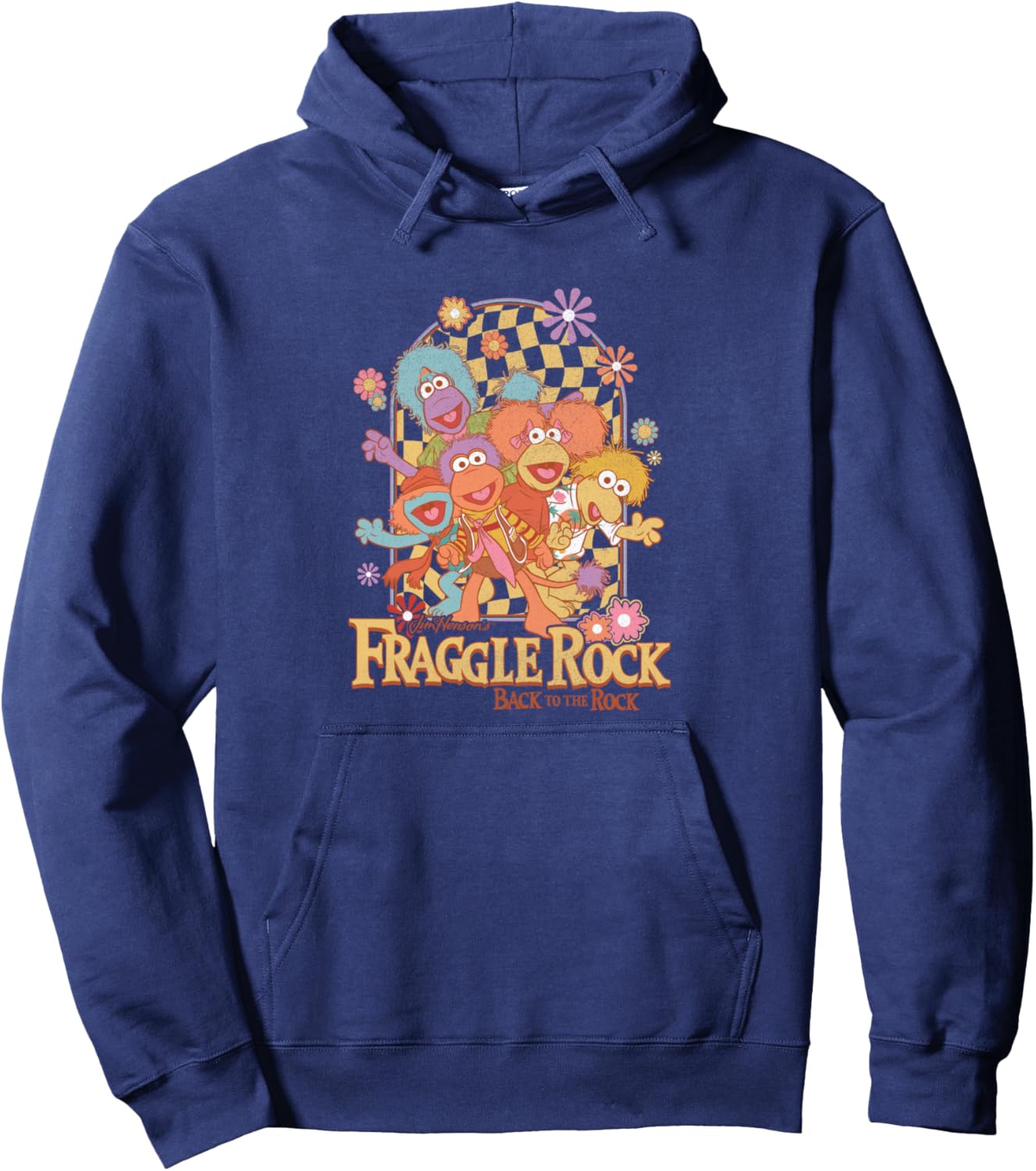 Fraggle Rock Back To The Rock Group Shot Vintage Chest Logo Pullover Hoodie