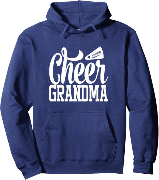 Cheer Grandma With Megaphone Heart Graphic Pullover Hoodie