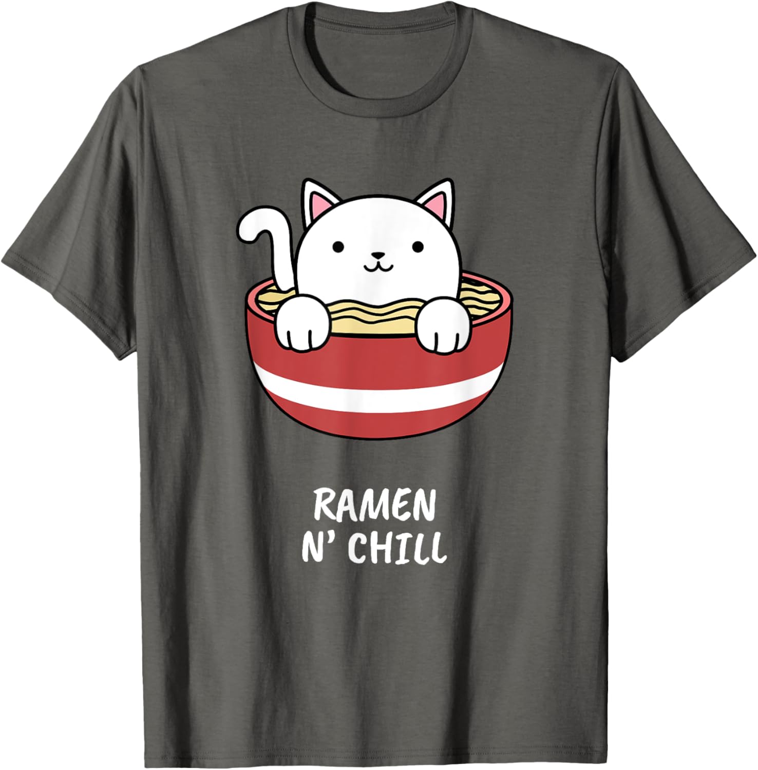 Kawaii Japanese Anime Cat Ramen T-Shirt Kids Girl Japan Tee
