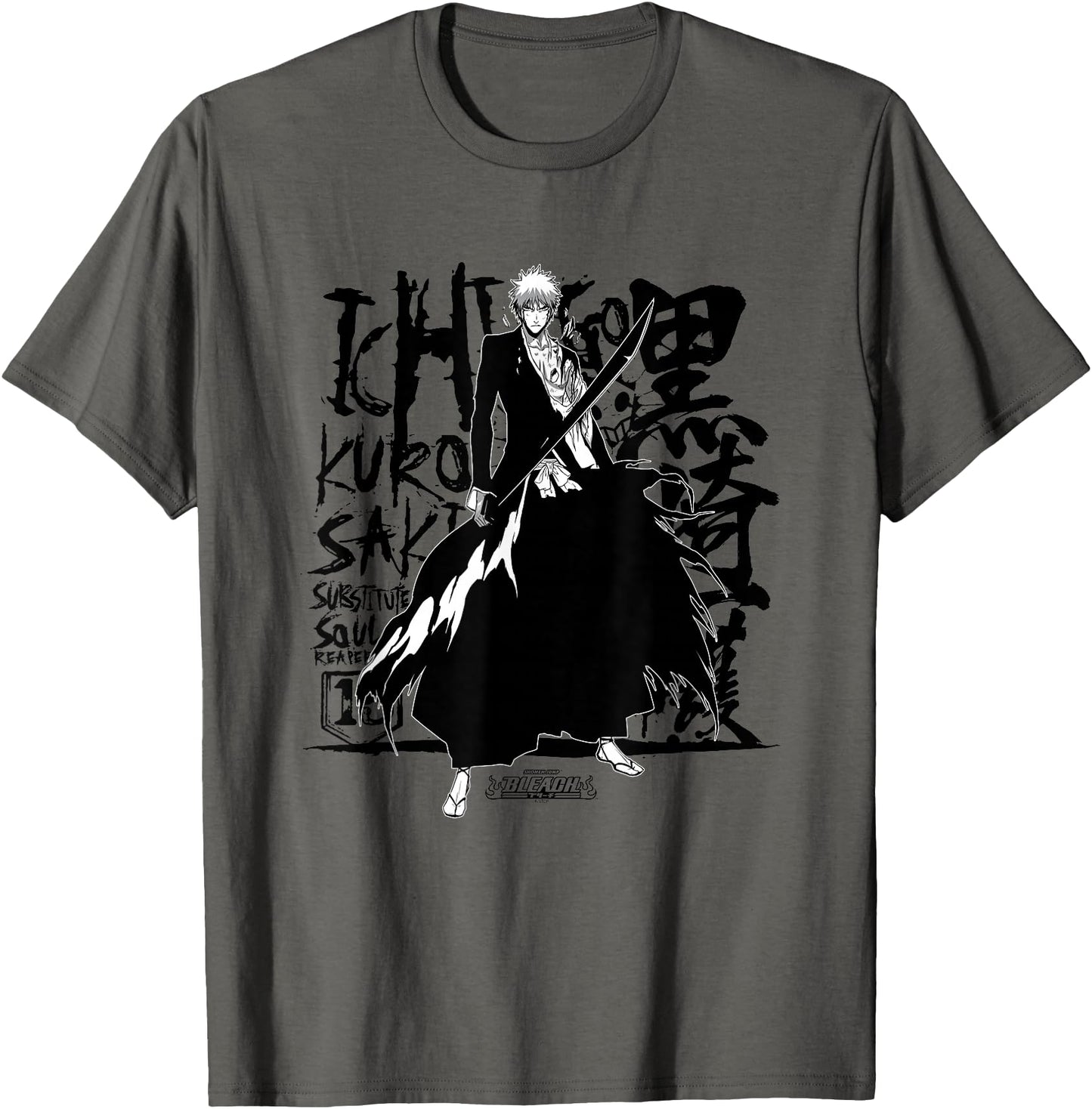 Bleach Ichigo Anime T-Shirt, Unisex-Adults, Grey, Small, Short Sleeve, Cotton, Classic Fit, Unique Bleach Ichigo Design