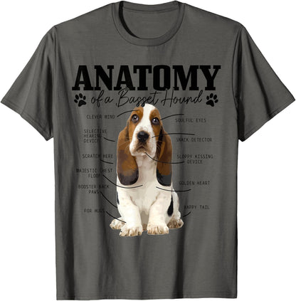 Anatomy Of A Basset Hound Funny Cute Dog Basset Mom Dad T-Shirt